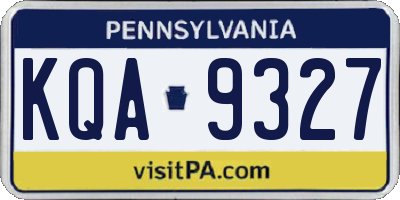 PA license plate KQA9327