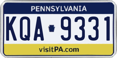 PA license plate KQA9331