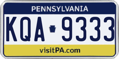 PA license plate KQA9333