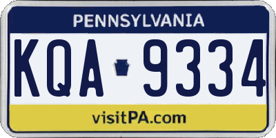 PA license plate KQA9334