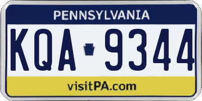 PA license plate KQA9344