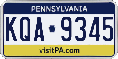 PA license plate KQA9345