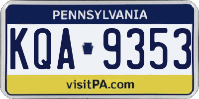 PA license plate KQA9353