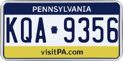 PA license plate KQA9356