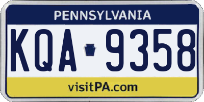 PA license plate KQA9358