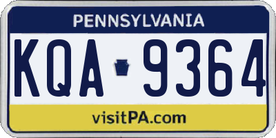 PA license plate KQA9364