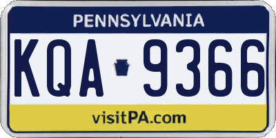 PA license plate KQA9366