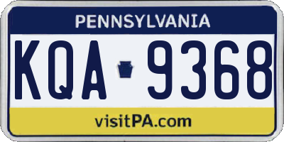 PA license plate KQA9368