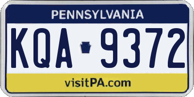 PA license plate KQA9372