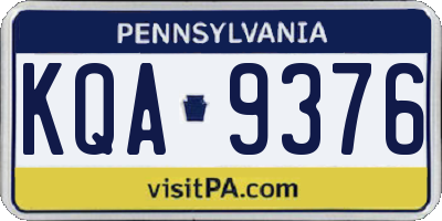 PA license plate KQA9376