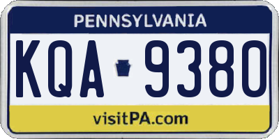 PA license plate KQA9380