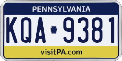 PA license plate KQA9381