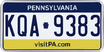 PA license plate KQA9383