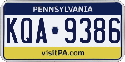 PA license plate KQA9386