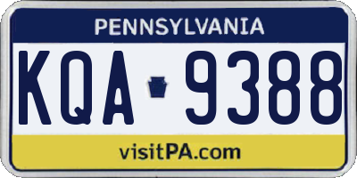 PA license plate KQA9388