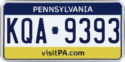 PA license plate KQA9393