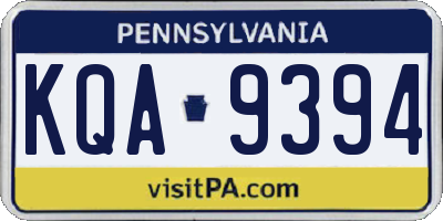 PA license plate KQA9394