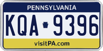 PA license plate KQA9396