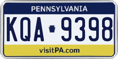 PA license plate KQA9398