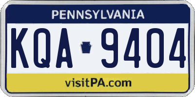 PA license plate KQA9404
