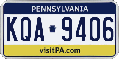 PA license plate KQA9406