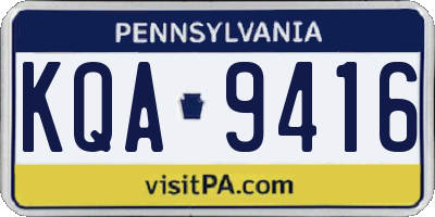 PA license plate KQA9416