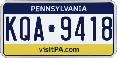 PA license plate KQA9418