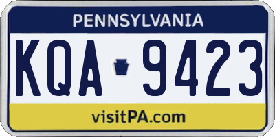 PA license plate KQA9423