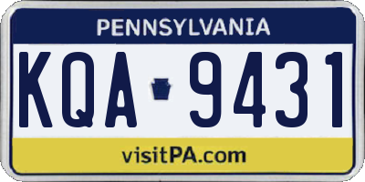 PA license plate KQA9431