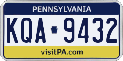 PA license plate KQA9432