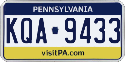 PA license plate KQA9433