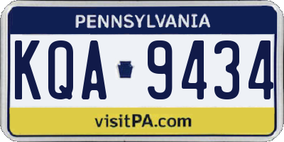 PA license plate KQA9434