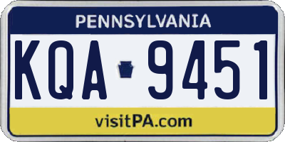 PA license plate KQA9451