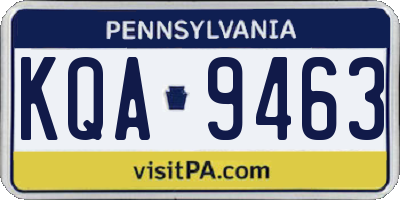 PA license plate KQA9463