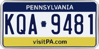 PA license plate KQA9481