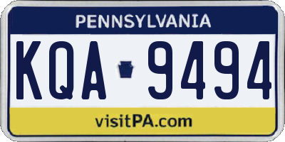 PA license plate KQA9494