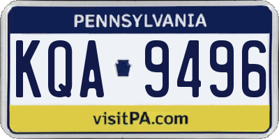 PA license plate KQA9496