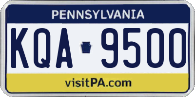 PA license plate KQA9500