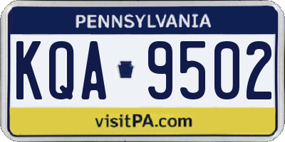 PA license plate KQA9502