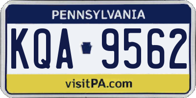 PA license plate KQA9562