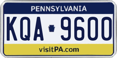 PA license plate KQA9600
