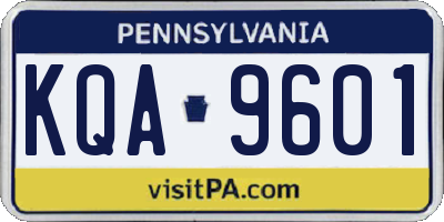 PA license plate KQA9601
