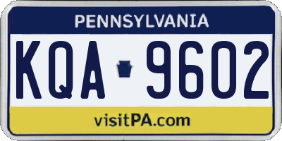 PA license plate KQA9602