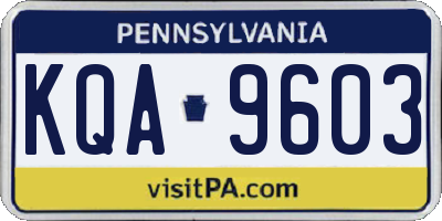 PA license plate KQA9603