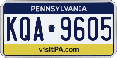PA license plate KQA9605