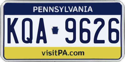 PA license plate KQA9626