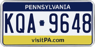 PA license plate KQA9648