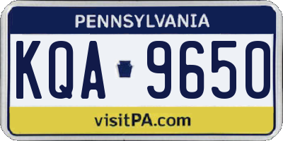 PA license plate KQA9650