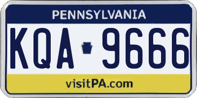 PA license plate KQA9666