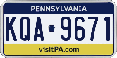 PA license plate KQA9671